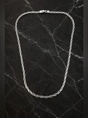 Vintage Mens Womens Sterling Silver Fancy Flat Woven Chain Necklace 20.25"